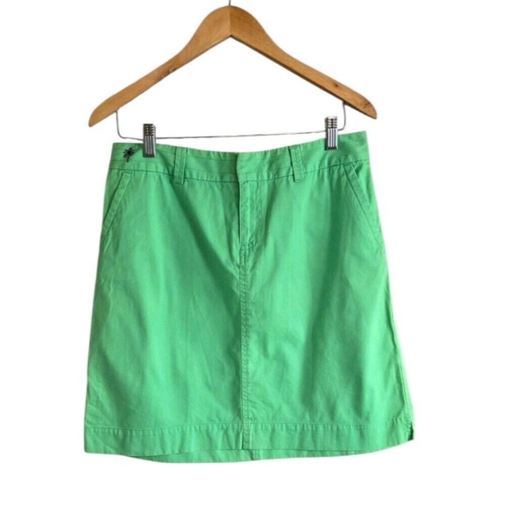 Vintage Lilly Pulitze Skirt White Tag Green Preppy 100% Cotton Size 6